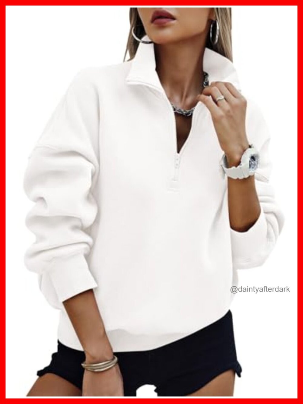 Oversized Half Zip Fleece Sweatshirt with Pockets